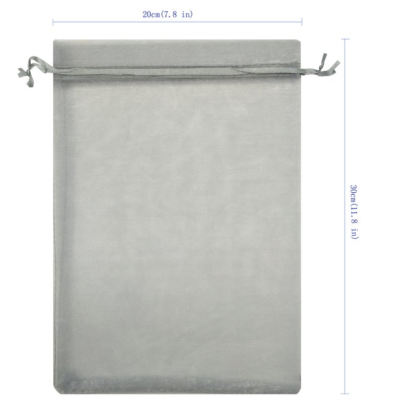 Ankirol 100pcs Sheer Organza Favor Bags 8 X 12 inch Large Organza Drawstring Bags (grey) - Image 5